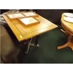 TEAK PATIO TABLE - ANDREW RICHARD DESIGN - APPROX. TOP SIZE - 30 X 30"