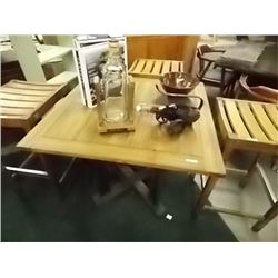TEAK PATIO TABLE - ANDREW RICHARD DESIGN - APPROX. TOP SIZE - 30 X 30"