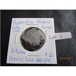 Byzantine Empire Bible Times Coin ½ Folles Heraclius AD 610-641 (Very nice details)