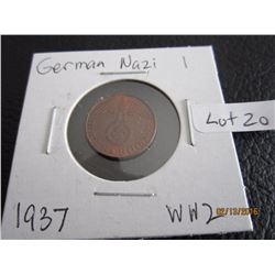 Copper German Nazi Coin (11) WW 2 1937