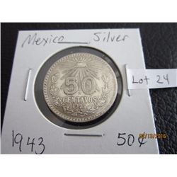 Mexico 1943 Sliver fifty centaros