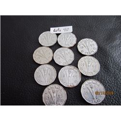 (10) 1945 WW2 Nickels Canada