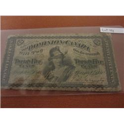 1870 Dominion of Canada 25¢ Bill Shinplaster
