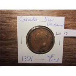 1854 half penny Canada New Brunswick