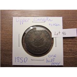 1850 one penny Upper Canada token