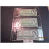 1 page of 3 Canadian One Dollar Bills.  One 1967 Centennial  Bill dark green in color, One 1954 Bill