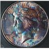 Image 2 : 1923-S PEACE DOLLAR - ART TONED - NEW ERROR MICRO S/S DOUBLED RAYS CH BU