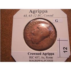 63-12 B.C. AGRIPPA ANCIENT COIN