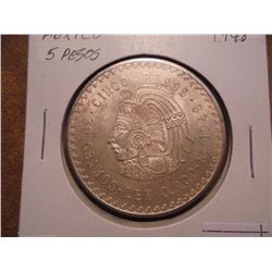 1948 MEXICO SILVER 5 PESOS .8680 OZ. ASW