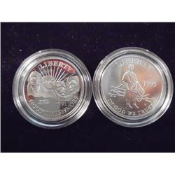 1991-S MT. RUSHMORE PROOF & 1995-S CIVIL WAR UNC COMMEMORATIVE HALVES