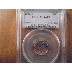 2002-D ROOSEVELT DIME PCGS MS66FB
