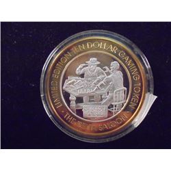 CASINO $10 SILVER TOKEN (UNC) THE DELTA SALOON VIRGINIA CITY, NEVADA, SUICIDE TABLE