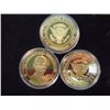 Image 2 : 3-2009 BARACK OBAMA INAUGURATION TOKENS (PF) ALL THREE ARE GOLD IN COLOR AND ARE SILVER DOLLAR SIZED