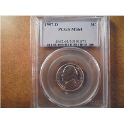 1957-D JEFFERSON NICKEL PCGS MS64