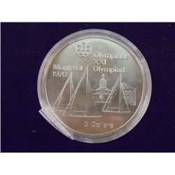 1973 CANADA "1976 MONTREAL" SILVER $5 UNC .7226 OZ. ASW