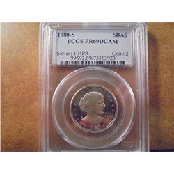 1980-S SBA DOLLAR PCGS PR69 DCAM