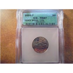 2004-P PEACE MEDAL NICKEL ICG MS67