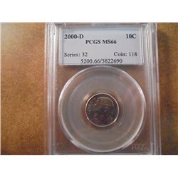 2000-D ROOSEVELT DIME PCGS MS66