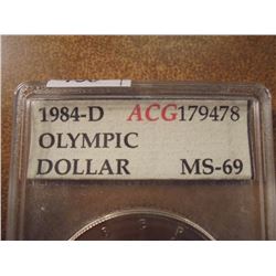 1984-D OLYMPIC SILVER DOLLAR UNC ACG SLAB
