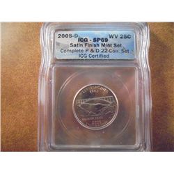 2005-D WEST VIRGINIA QUARTER ICG SP69 SATIN FINISH