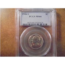 1944-S 35% SILVER JEFFERSON WAR NICKEL PCGS MS66