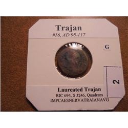 98-117 A.D. TRAJAN ANCIENT COIN