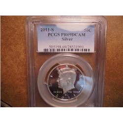 2011-S SILVER KENNEDY HALF DOLLAR PCGS PR69 DCAM