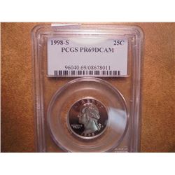 1998-S WASHINGTON QUARTER PCGS PR69 DCAM