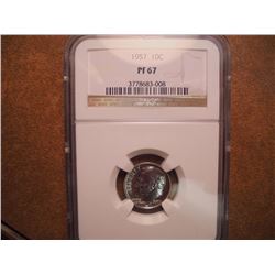 1957 SILVER ROOSEVELT DIME NGC PF67