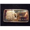Image 1 : GOLD PLATED 1 OZ. .999 SILVER INGOT "ARIZONA"