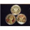 Image 2 : 3-2009 BARACK OBAMA INAUGURATION TOKENS (PF) ALL THREE ARE GOLD IN COLOR AND ARE SILVER DOLLAR SIZED