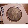 Image 1 : 1929 VENEZUELA SILVER 2 BOLIVARS