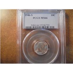 1946-S SILVER ROOSEVELT DIME PCGS MS66