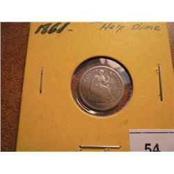 1861 SEATED LIBERTY HALF DIME BENT