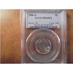 2000-D JEFFERSON NICKEL PCGS MS65FS