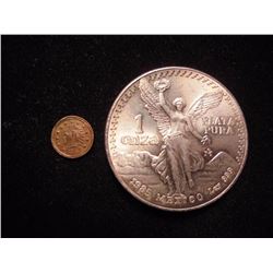 1985 MEXICO SILVER 1 OZ. LIBERTAD & REPLICA CALIFORNIA 1857 GOLD PIECE