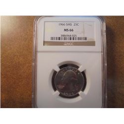 1966 SMS WASHINGTON QUARTER NGC MS66