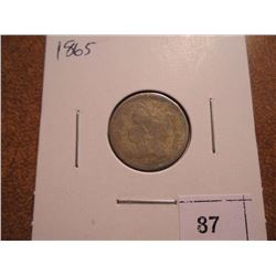 1865 THREE CENT PIECE (NICKEL) WITH VIRDIGRIS