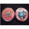 Image 2 : 2-$5 RAMADA EXPRESS CASINO TOKENS LAUGHLIN, NEVADA. 1 IS A 1993 GRAND OPENING AND 1 IS A 2002 ST. PA