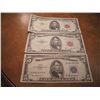 Image 1 : LOT OF 3 US $5 CURRENCY SEE DESCRIPTION 1953-A SILVER CERTIFICATE BLUE SEAL, 1953-B US NOTE RED SEAL