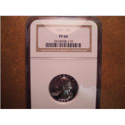 1963 WASHINGTON SILVER QUARTER NGC PF66