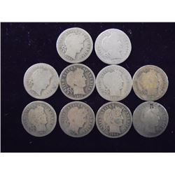 10 ASSORTED BARBER DIMES