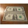 Image 1 : 2-2003-A $1 FRN'S LOW CONSECUTIVE SERIAL 'S UNC SERIAL NUMBERS ARE:G00003719H-G00003720H