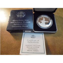2003 NATIONAL WILDLIFE REFUGEE SYSTEM CENTENNIAL MEDAL, CANVASBACK DUCK, PHILADELPHIA MINT PROOF, OR