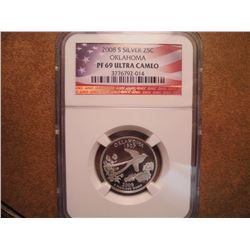 2008-S SILVER OKLAHOMA QUARTER NGC PF69 ULTRA CAM