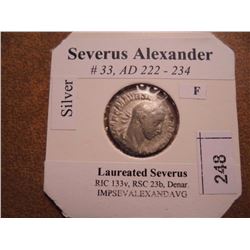 SILVER 222-234 A.D. SEVERUS ALEXANDER ANCIENT COIN (FINE)