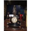 Image 1 : SMALL UNUSUAL ANTIQUE IRON ANSONIA MANTEL CLOCK CIRCA LATE 1800S WITH NAPOLEON ON TOP