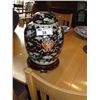 Image 1 : LIDDED CHINESE GINGER JAR WITH SWIVEL ROSEWOOD STAND