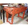 Image 1 : RED PAINTED CHINESE TABLE WITH DRAWERS