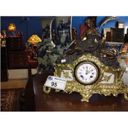 METAL GILDED FRENCH FIGURAL CLOCK